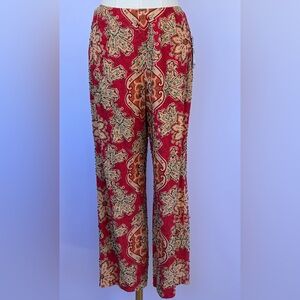 Muse Women’s Floral Beaded Pants High Rise Straight Leg Lined Size 8